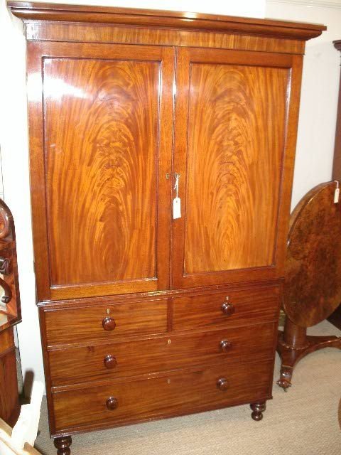19th Century Mahogany Linen Press